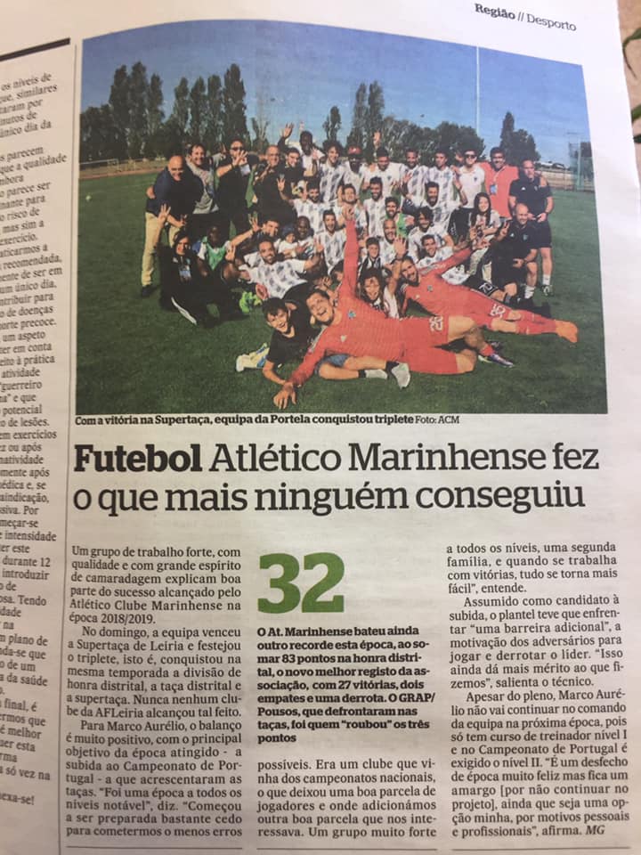 Um exemplo da presença mediática e Marketing Desportivo do Atlético Clube Marinhense (Região de Leiria)